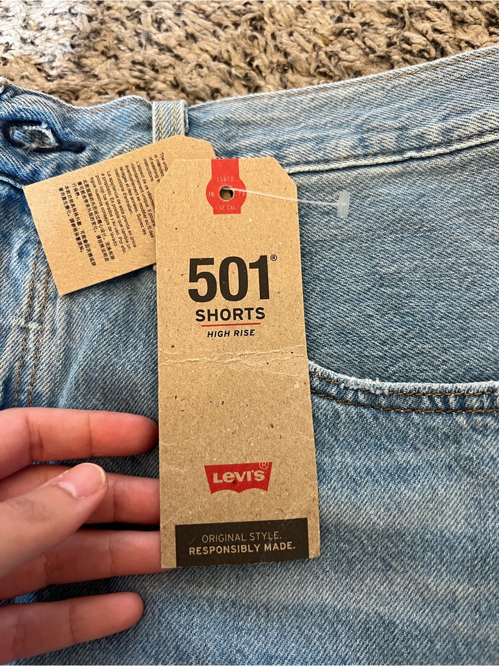 Levi's Light Blue Distressed Cutoff Jean Shorts - Picture 4 of 7